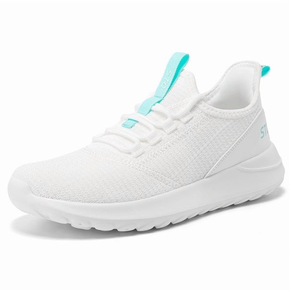 Womens Tennis Walking Shoes Nursing Shoes Lightweight Sneakers White Teal 6