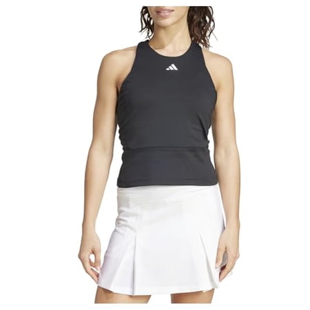 ADIDAS WOMEN'S TENNIS MID-LENGTH Y-TANK TOP - SIZE: WOMEN L - BLACK