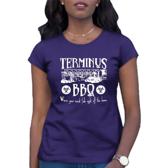 Womens Terminus BBQ Funny Zombie Apocalypse T-Shirt
