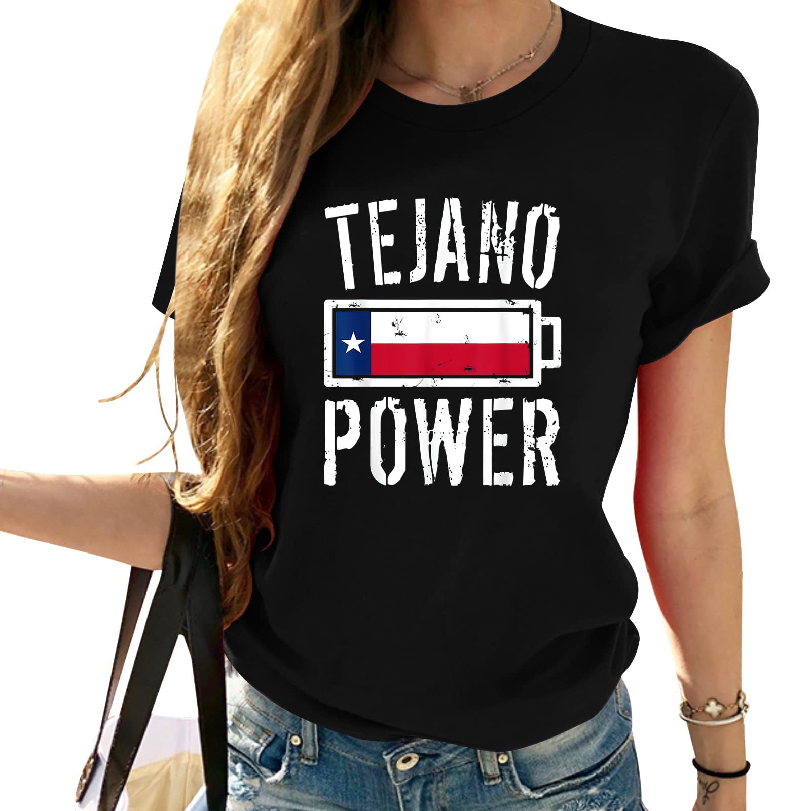Womens Texas Flag | Tejano Power Battery Proud Tee T-Shirt Black 2XL ...