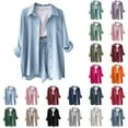 thumbnail image 1 of Womens Textured Button Down Shirt Long Sleeve Slit Detail Solid Color Casual Top, 1 of 9