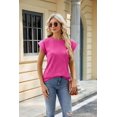 thumbnail image 1 of New Womens Textured Crewneck Knit Solid Loose Casual T Shirts, 1 of 3