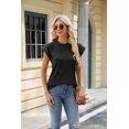thumbnail image 1 of New Womens Textured Crewneck Knit Solid Loose Casual T Shirts, 1 of 3