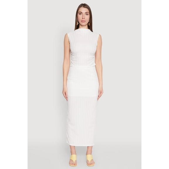 Womens Textured Knit High Waisted Maxi Skirt