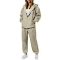 thumbnail image 1 of Womens Textured Tracksuit Sets 2 Piece Sweatsuits Long Sleeve Zip Up Sweatshirt Hoodies and Sweatpants Jogger Pants Trendy Fall Outfits, 1 of 6