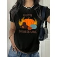 thumbnail image 1 of Women Women s Thanksgiving Pumpkin Graphic Tee Trendy T Shirt Tops Short Sleeve Round Neck Black S-5XL, 1 of 5