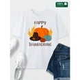 thumbnail image 1 of Womens Thanksgiving Pumpkin Graphic Tee Casual T Shirt Tops Short Sleeve Round Neck White S-5XL, 1 of 5