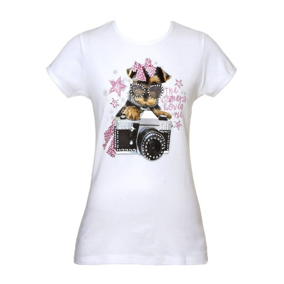 Womens The Camera Loves Me Dog Short-Sleeve T-Shirt White, Small