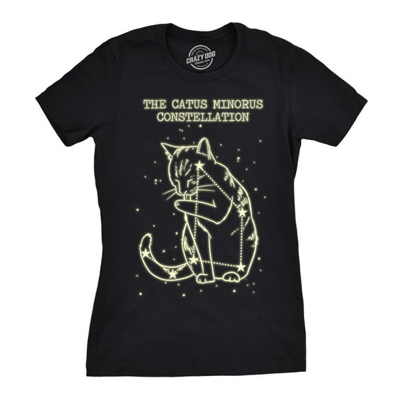 Womens The Catus Minorus Constellation Glow In The Dark T Shirt Funny Cats Tee Womens Graphic Tees