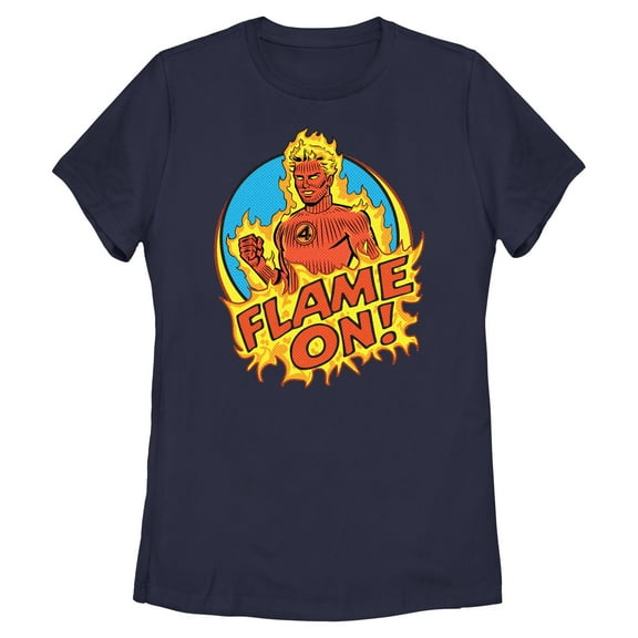 Womens The Fantastic Four: First Steps Human Torch Flame On Phrase T Shirt