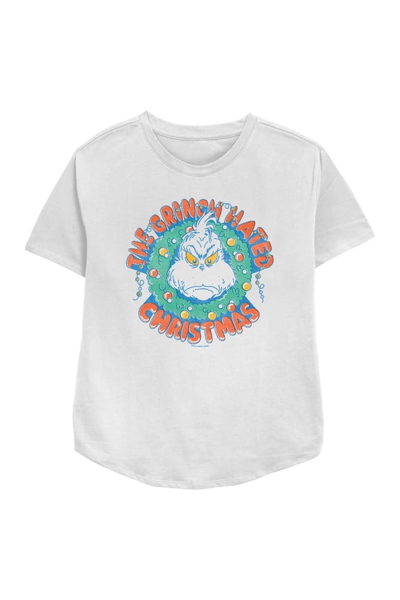 Womens The Grinch Hated Christmas Wreath T Shirt