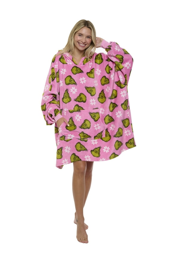 Womens The Grinch Hoodie Sweatshirt Oversized Christmas Pink Green Comfortable