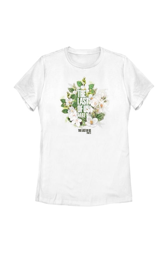 Womens The Last of Us White Flowers Logo T Shirt