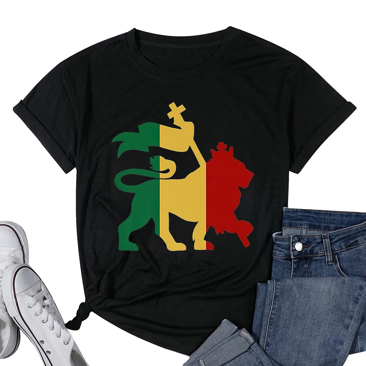Urban Backwoods Rastafari Lion Long Sleeve T-Shirt - Heavy Cotton, Premium Print - View #9