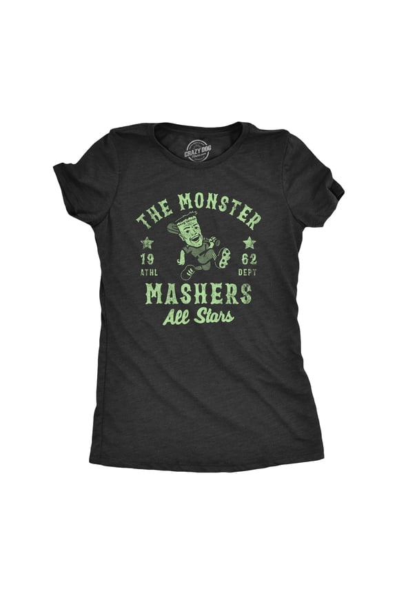 Womens The Monster Mashers All Stars T Shirt Funny Halloween Baseball Team Tee for Ladies Womens Graphic Tees