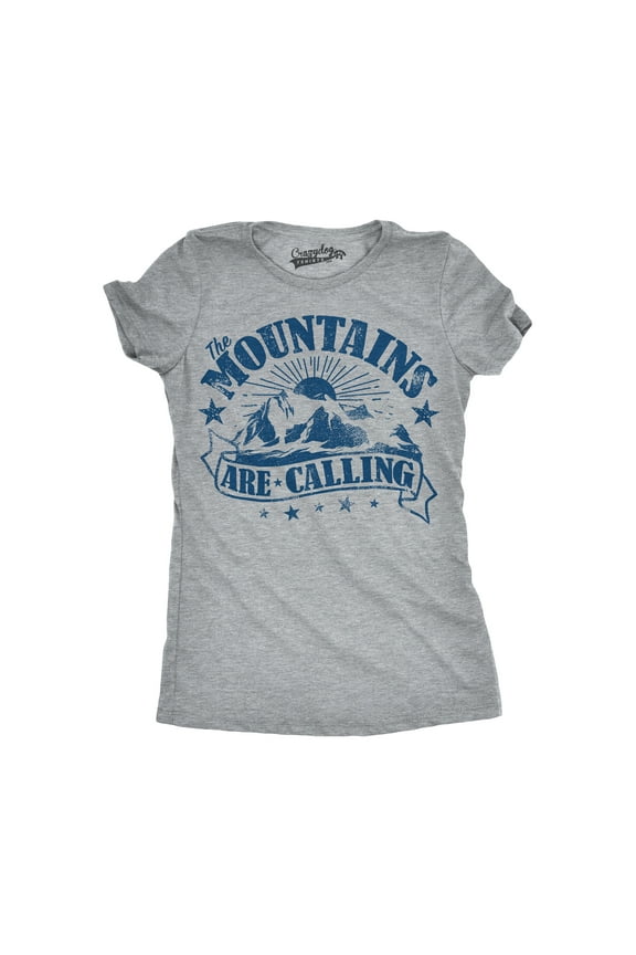 Womens The Mountains Are Calling Cool Sunset Vintage Rockies Funny Hiking Nature T shirt Womens Graphic Tees