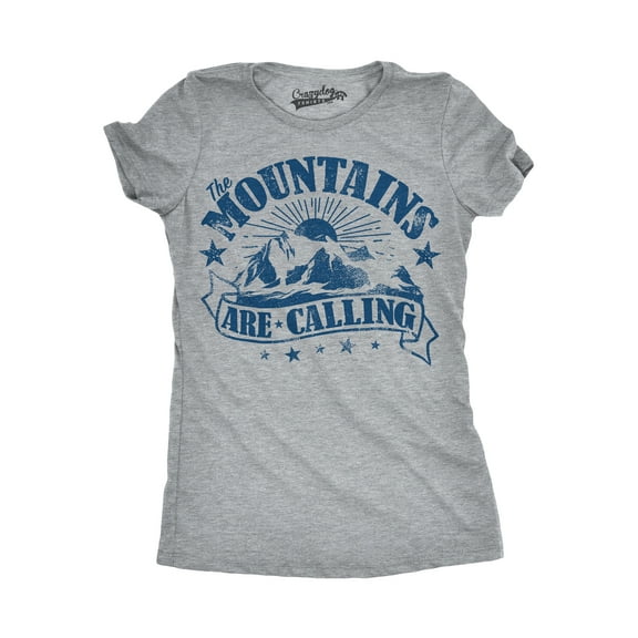 Womens The Mountains Are Calling Cool Sunset Vintage Rockies Funny Hiking Nature T shirt Womens Graphic Tees