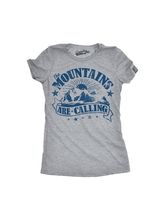 Womens The Mountains Are Calling Cool Sunset Vintage Rockies Funny Hiking Nature T shirt Womens Graphic Tees