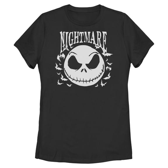 Womens The Nightmare Before Christmas Jack Skellington Horror Bats T Shirt