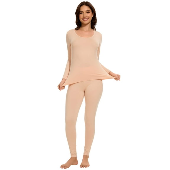 Womens Thermal Base Layer Set Long Sleeve Shirt & Leggings for Fall/Winter – Lounge Pajamas Set for Women