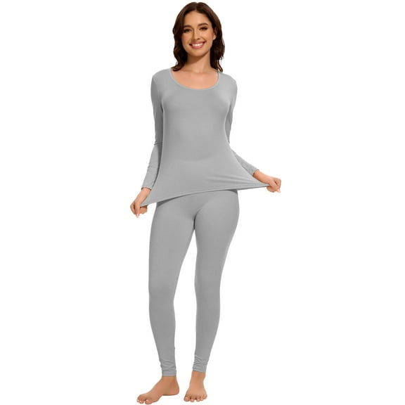 Womens Thermal Base Layer Set Long Sleeve Shirt & Leggings for Fall/Winter – Lounge Pajamas Set for Women