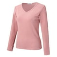 thumbnail image 1 of Womens Thermal Compression Long Sleeve Shirts Lined V Neck Slim Fit Pink L, 1 of 8
