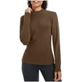 thumbnail image 1 of Womens Thermal Long Sleeve Shirts Mock Turtle Neck Fitted Basic Tops Fleece Lined Winter Tops Base Layer Undershirt, 1 of 5