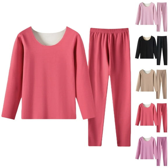 Womens Thermal Long Underwear Set Winter Warm Soft Lounge Trousers Suit Cozy Top and Bottom