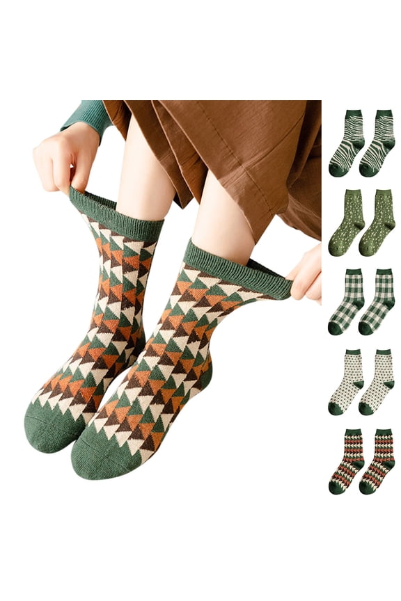 Womens Thermal Plaid Socks for Autumn and Winter Medium Cushion Fleece Lined Cold Weather Footwear
