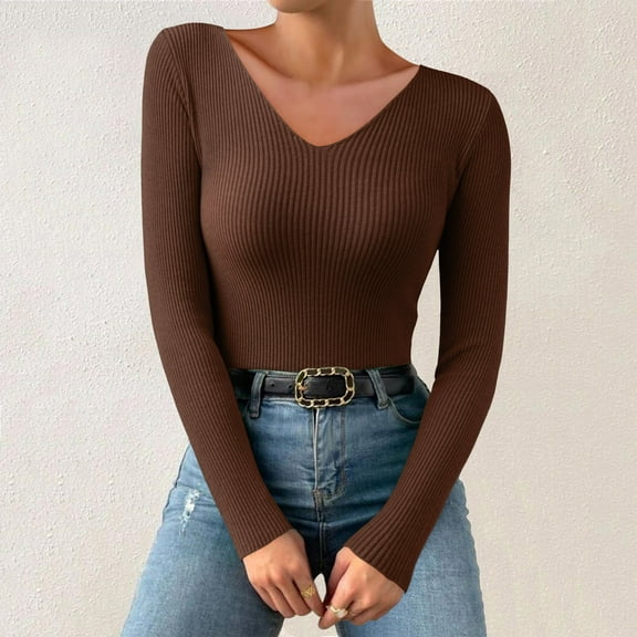 Womens Thermal Top Long Sleeve V Neck Tops Undershirts Fitted Tops for Women Fall Fashion Must Haves Women'S Tops