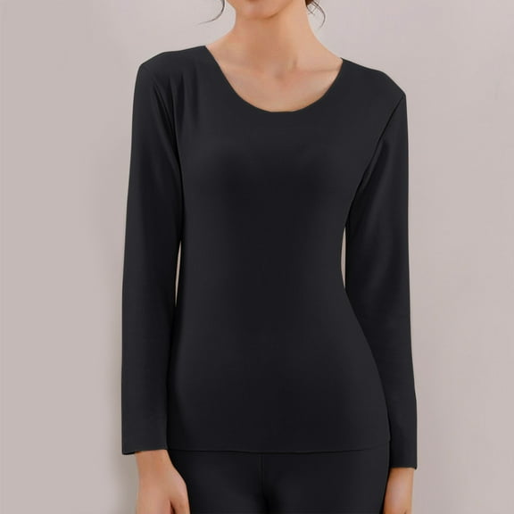 Womens Thermal Tops Long Sleeve Crew Neck Undershirts Fitted Tops for Women Winter Tops Womens Undershirts