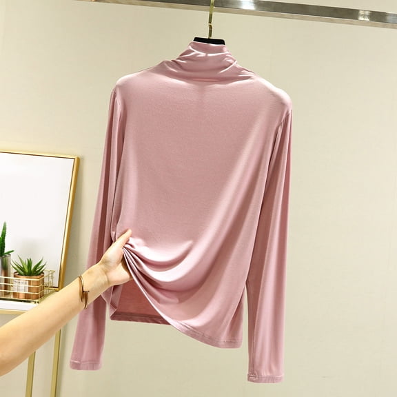 Womens Thermal Tops Long Sleeve Tight Shirt turtle neck Undershirt Fitted Tops Winter Outfits Women'S Clothing
