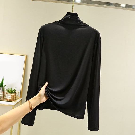 Womens Thermal Tops turtle neck Long Sleeve Shirts Undershirt Womens Fitted Tops Fall Clothing Cute Tops