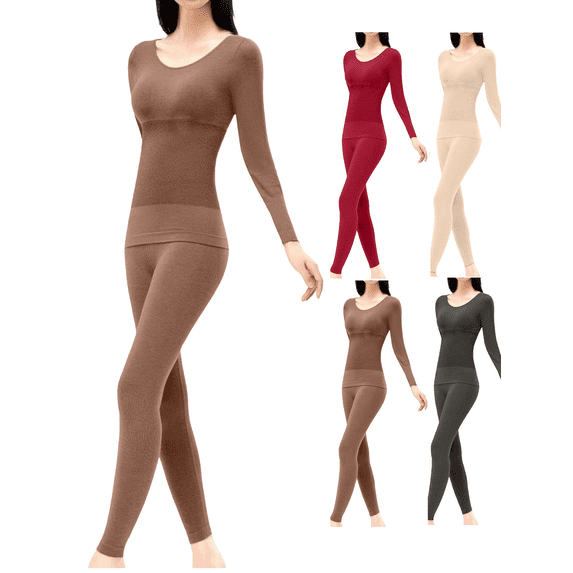 Womens Thermal Underwear Base Layer Set Warm Tops Bottoms Long Underwear Winter Warm Loungewear