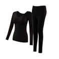 thumbnail image 1 of Womens Thermal Underwear Set Crew Neck Long Sleeve Top & Leggings Pants Winter Warm Base Layer Set for Ladies Black XXL, 1 of 3