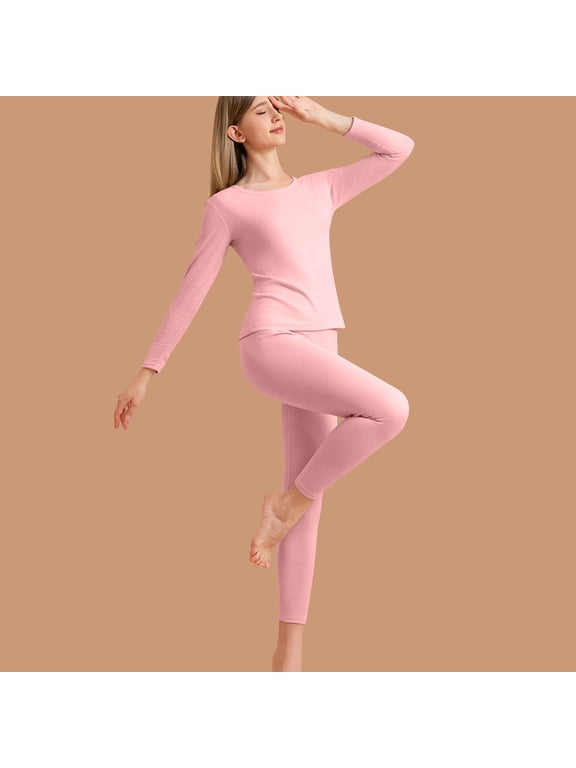 Womens Thermal Underwear Set,Long Johns for Women Base Layer with Fleece Lined Long Underwear Top Bottom Cold Weather Pink M