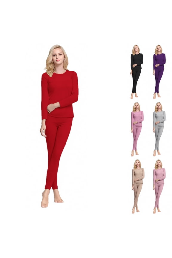 Womens Thermal Underwear Set Winter Warm Top and Bottom Base Layer Ski Wear