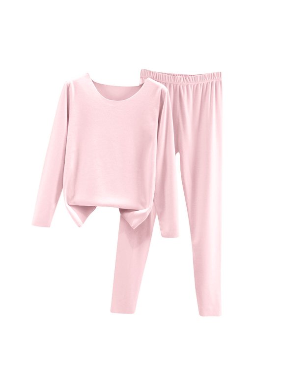 Womens Thermal Underwear Sets Cotton Winter Base Layer Tops and Bottoms for Skiing Snowboarding Hiking Pink L