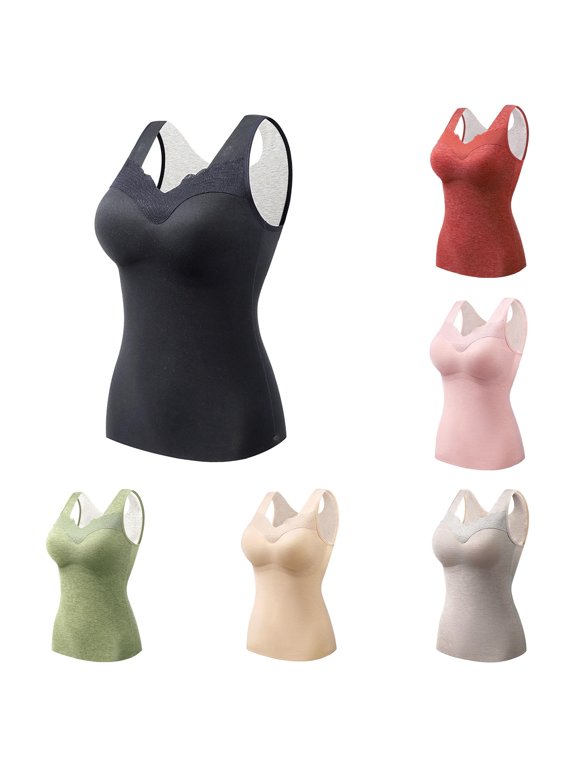 Womens Thermal Underwear Top Double Brushed Red Velvet Chest Pad Slim Fit Seamless Cold Weather Base Layer