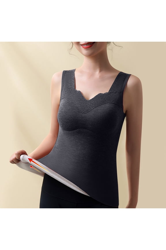 Womens Thermal Underwear Top Double Brushed Red Velvet with Chest Pad Slim Fit Seamless Cold Weather Base Layer