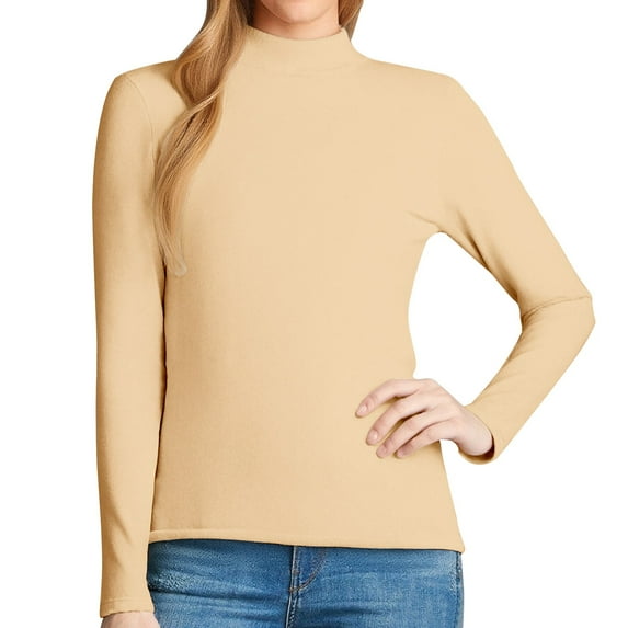 Womens Thermal Underwear Tops, Turtleneck Warm Fleece Lined Long Sleeve Shirts, Winter Cold Weather Ski Base Layer