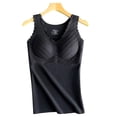thumbnail image 1 of Womens Thermal Underwear Vest Warm Sleeveless Camisole Lace Vest Fitted With Bra For Women - Black-Black -Xxl, 1 of 5