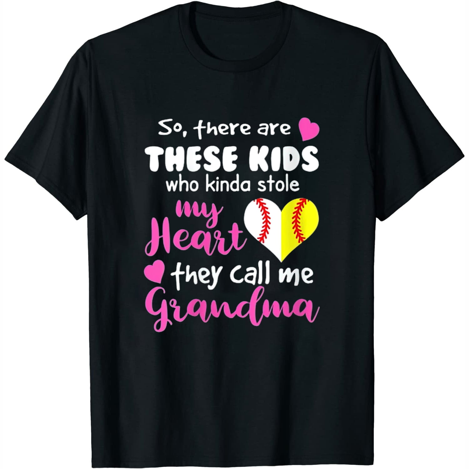 Womens These Kids Stole My Heart Funny Baseball Softball Grandma Round