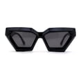 thumbnail image 1 of Womens Thick Angular Bevel Rim Geometric Cat Eye Sunglasses All Black, 1 of 4