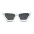 thumbnail image 1 of Womens Thick Angular Bevel Rim Geometric Cat Eye Sunglasses White Black, 1 of 4