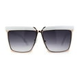 thumbnail image 1 of Womens Thick Eye Brow Metal Rim Mob Fashion Sunglasses Gold White Smoke, 1 of 4