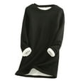thumbnail image 1 of Womens Thick Fleece Sweatshirt Winter Velvet Warm O-Neck Underwear Top, 1 of 6