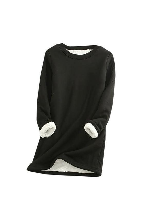Womens Thick Fleece Sweatshirt Winter Velvet Warm O-Neck Underwear Top