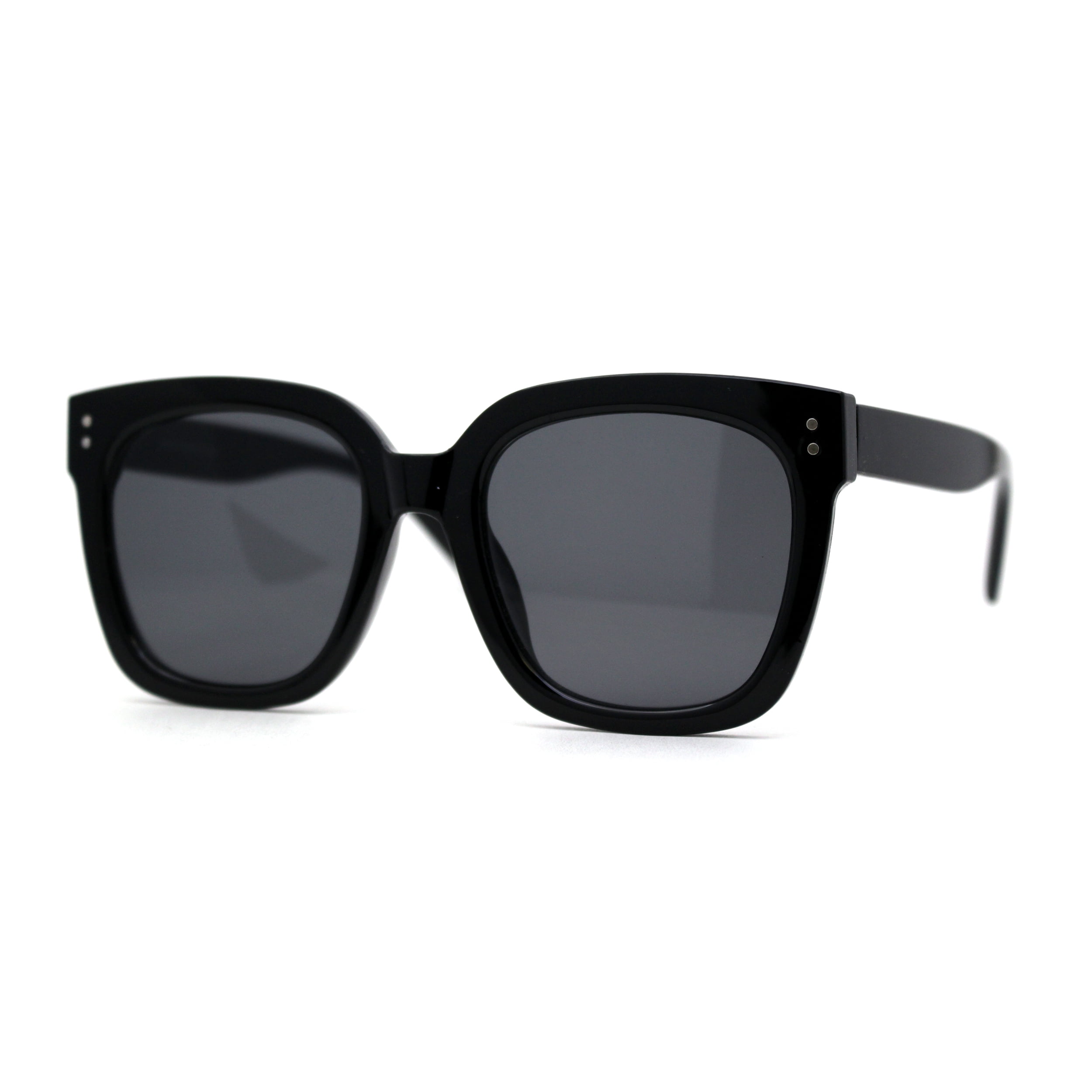 Oversized Horned Rim Sunglasses Thick Plastic Frame Boyfriend Style Womens Boyfriend Style XXL Oversize Horned Rim Thick Plastic  main image 2