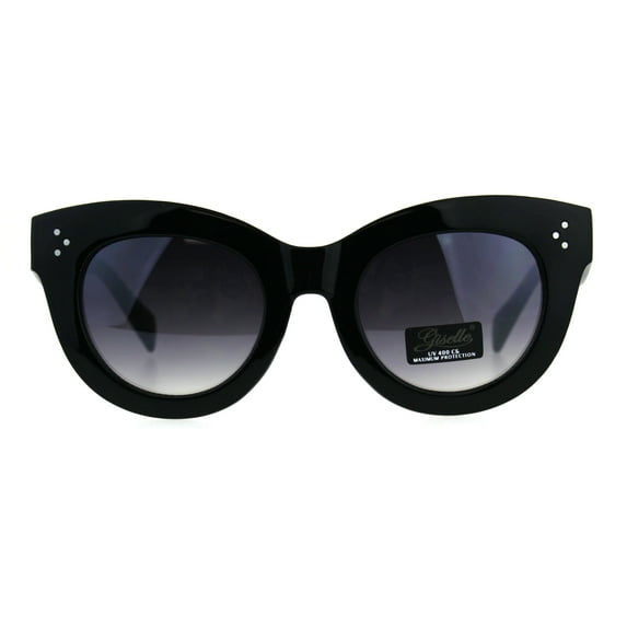 Womens Thick Horn Rim Plastic Giselle Designer Sunglasses Black Smoke